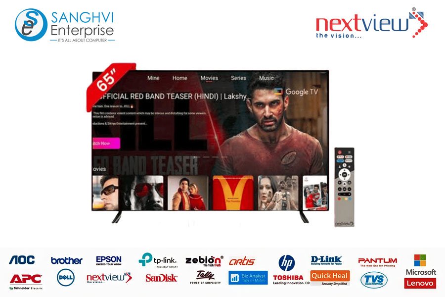 Nextview GT2NV65Q4K11 Android SMART TV, 3840*2160, Wi-Fi & Hotspot in Build, Screen Mirroring, TV Mirroring, Stereo Sound, Google Assistant, Web Browser, Dual band, 2GB/16GB, 3 HDMI+2 USB, 65”(165cm) 65 inch 3840 x 2160 pixels 4K UHD Android Smart TV
