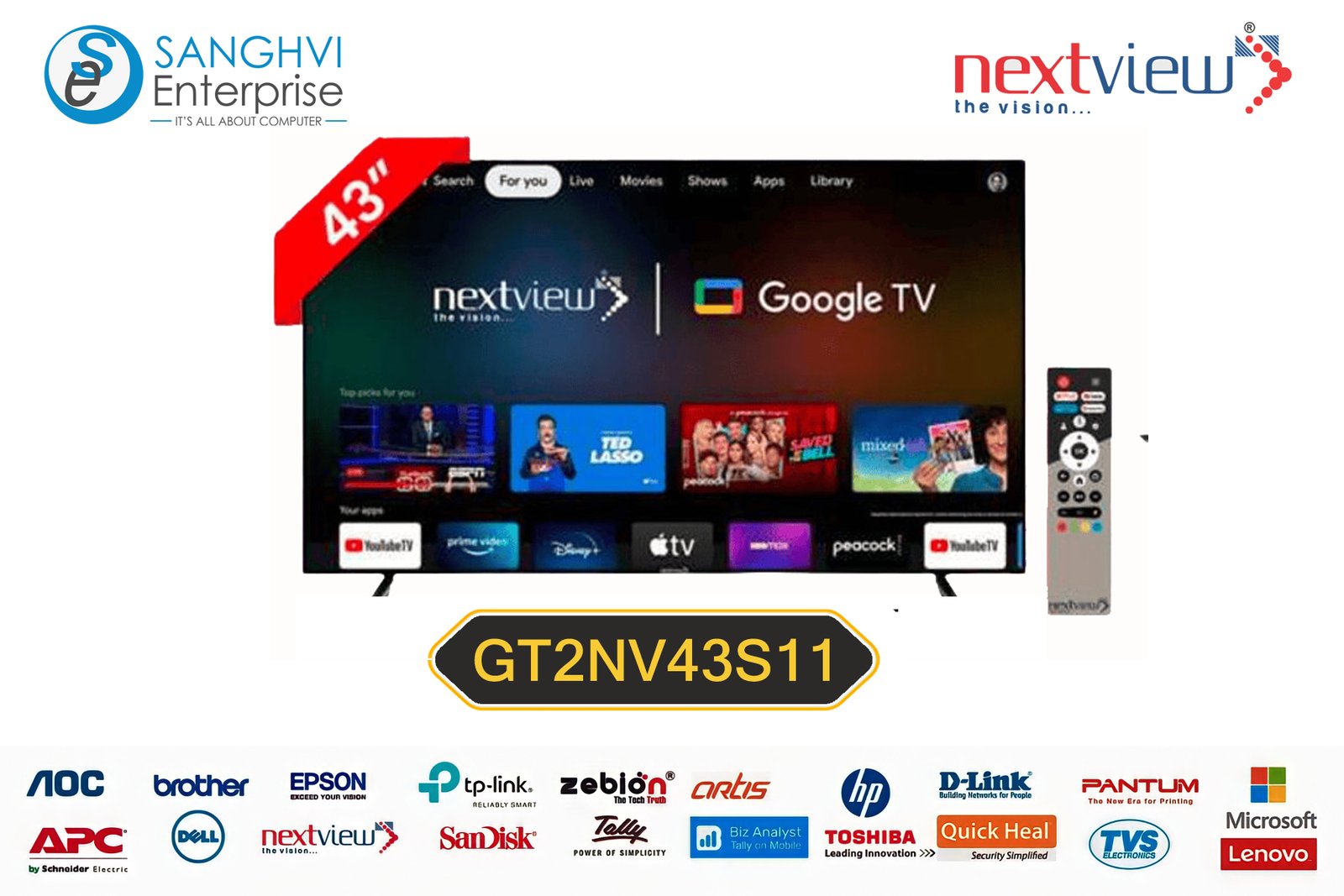 Nextview GT2NV43S11 43 inch 1920 x 1080 pixels Full HD LED Android Smart TV