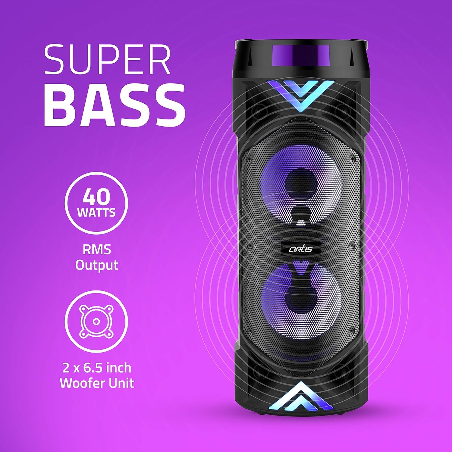Artis Speaker MS304 40 Watt 2.1 Channel Wireless Bluetooth Portable Party Speaker