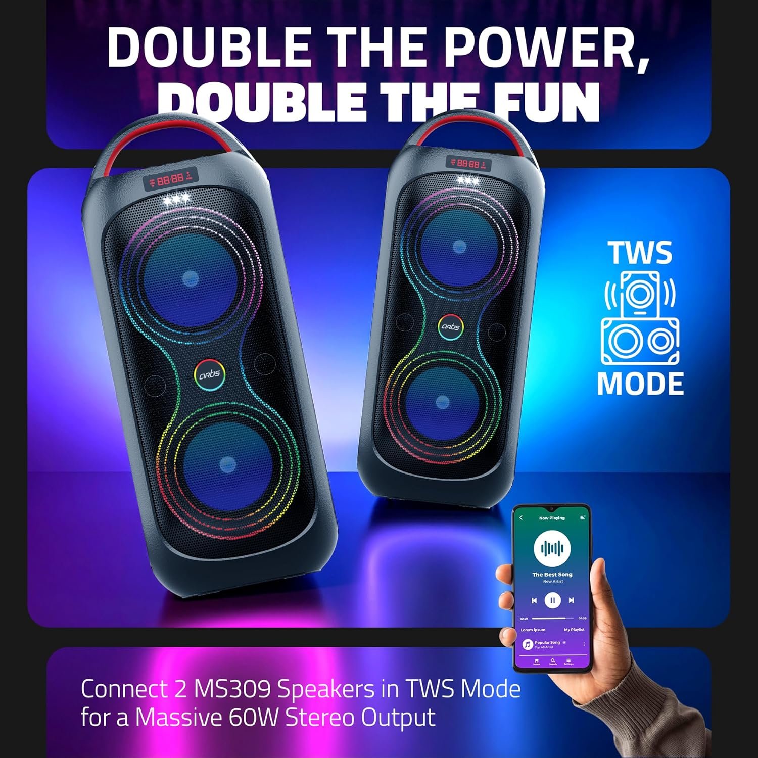 Artis Speaker MS309 Wireless Bluetooth Party Speaker