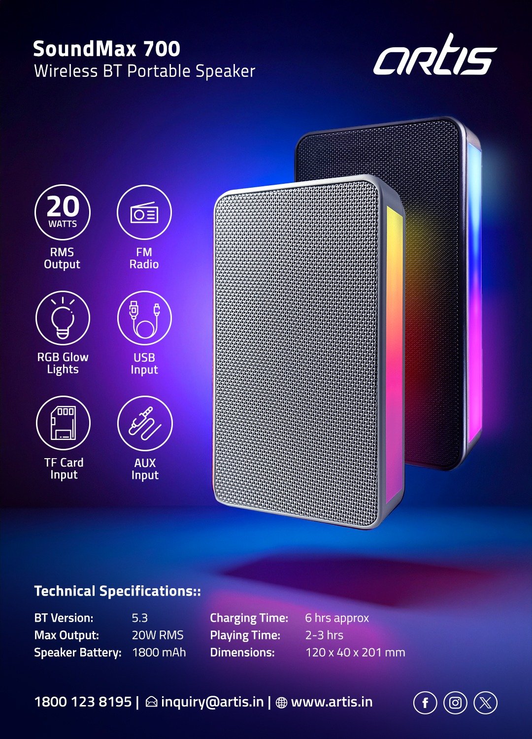 Artis Spicker SoundMax 700 Wireless Bluetooth Speaker