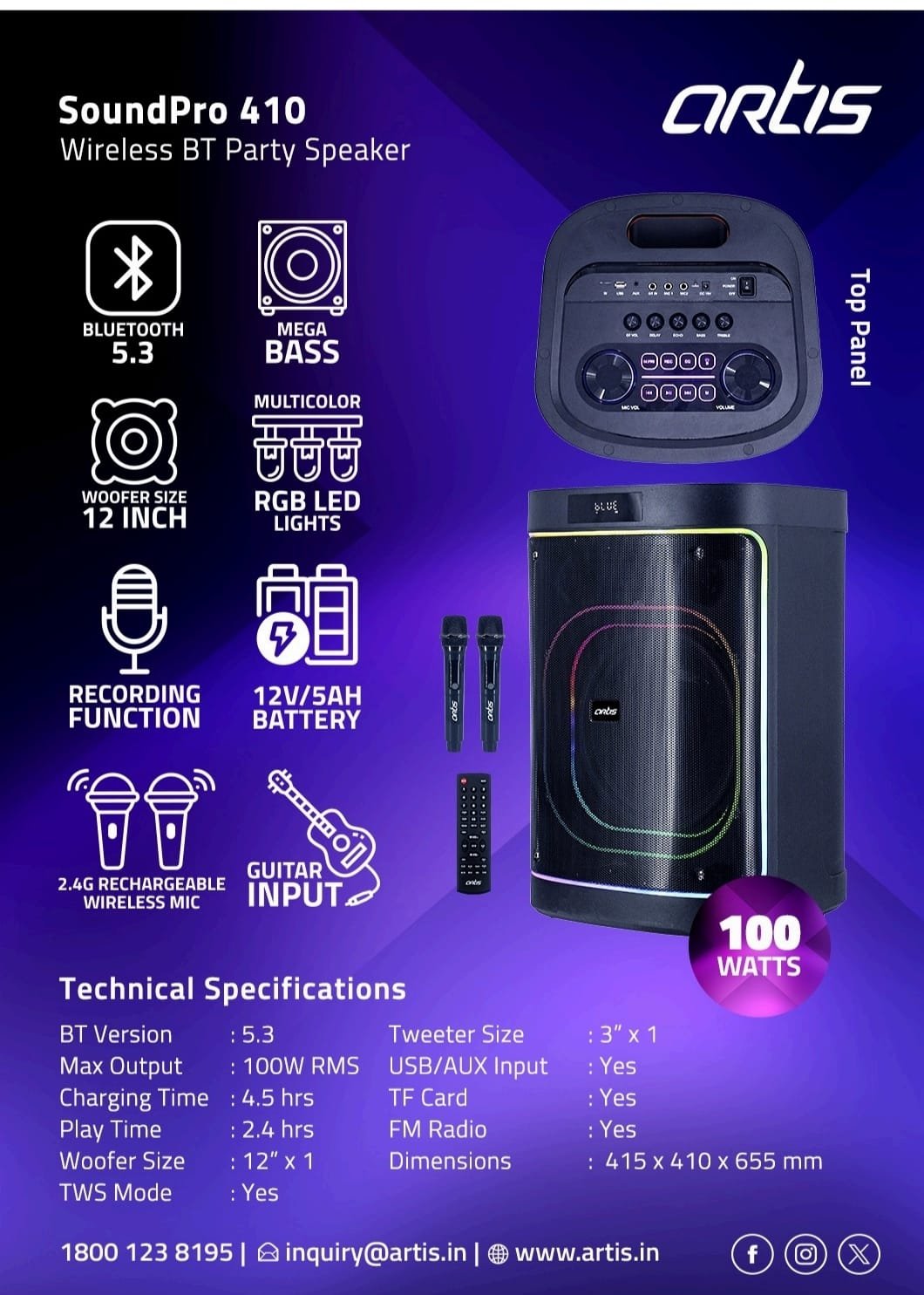 SoundPro 410 100 W Bluetooth Party Speaker