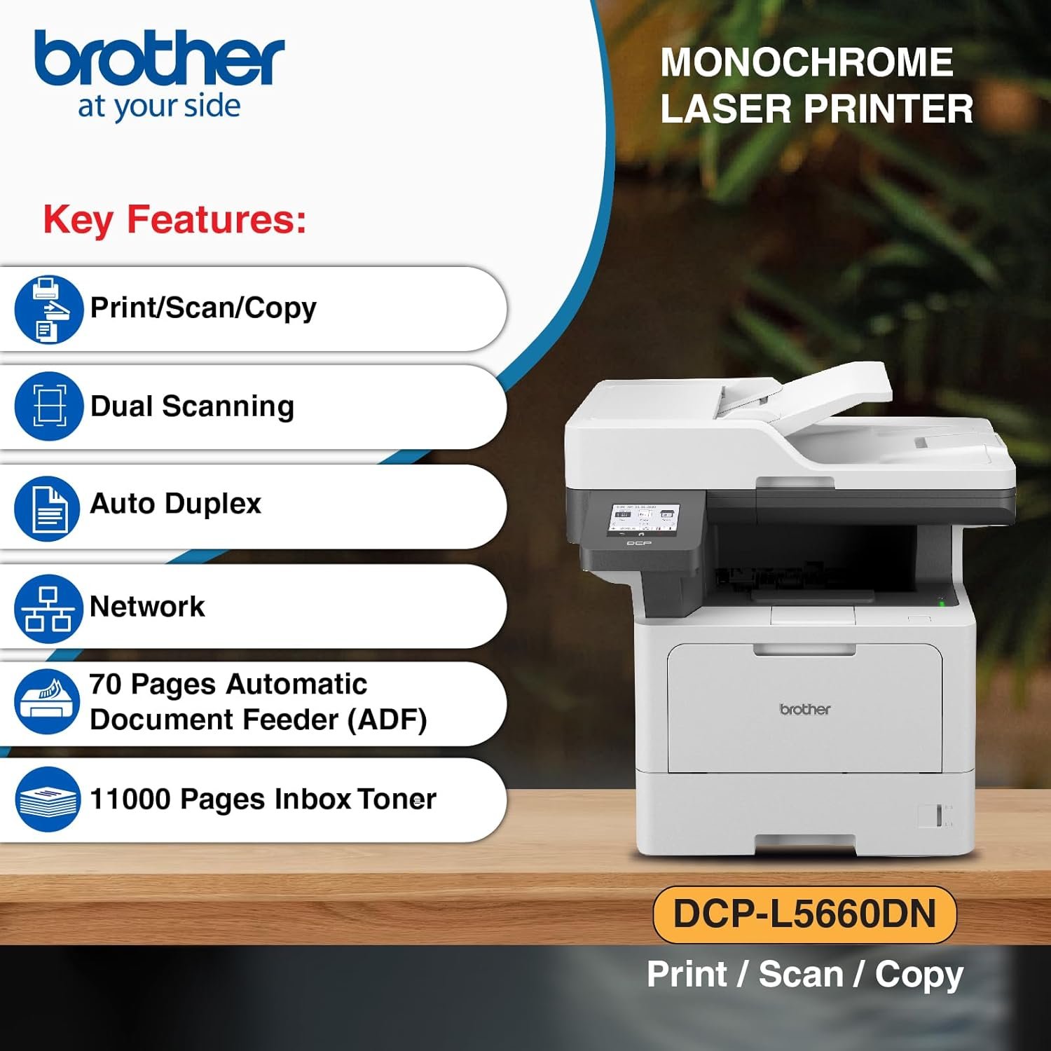 Brother Printer, DCP-L5660DN (New Launch) Auto Duplex Laser Printer,