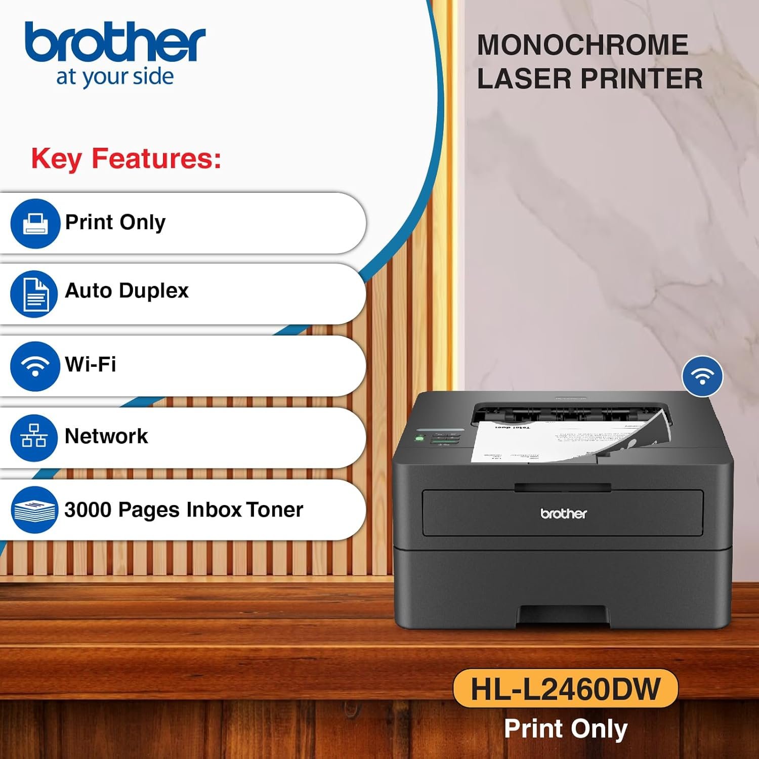Brother HL-L2460DW (New Launch) Auto Duplex Laser Printer