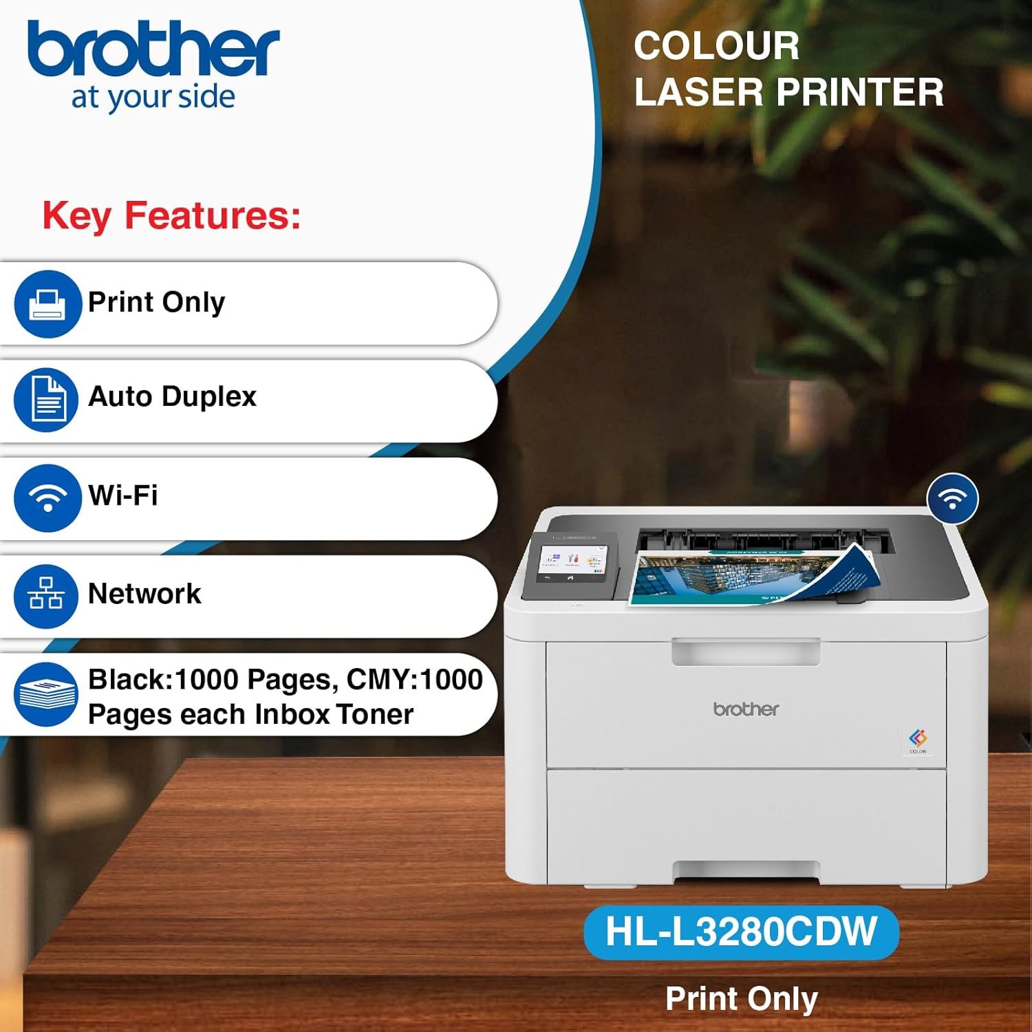 Brother  Printer HL-L3280CDW (New Launch) Auto Duplex Color Laser Printer