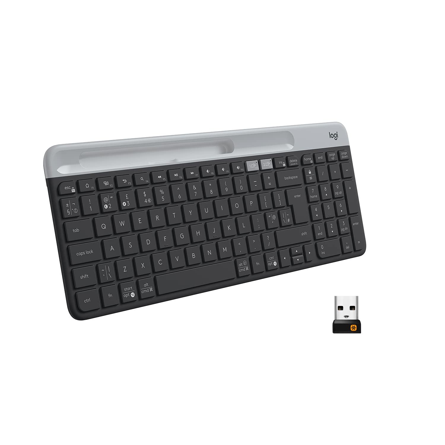 Logitech K580 Slim Multi-Device Wireless Keyboard Bluetooth/Receiver, Compact,